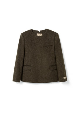 Woolen Round Collar Top for winter Tracymade 4（S） green