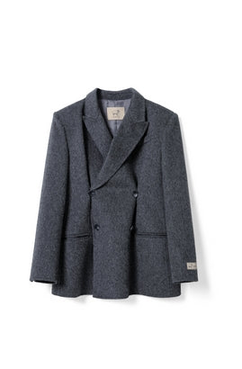 Woolen Pleated Button Coat for winter Tracymade Free Size Grey