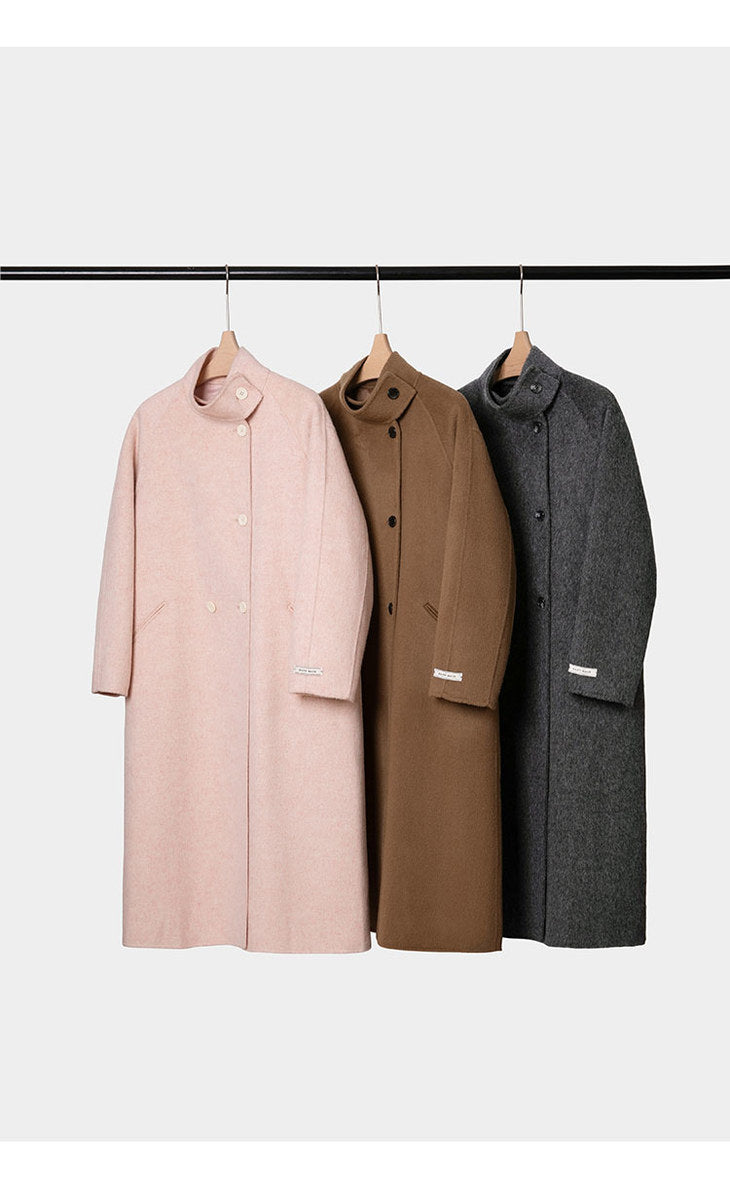 Collar Button Woolen Coat for winter Tracymade