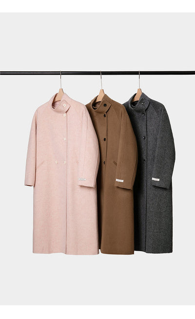 Collar Button Woolen Coat for winter Tracymade
