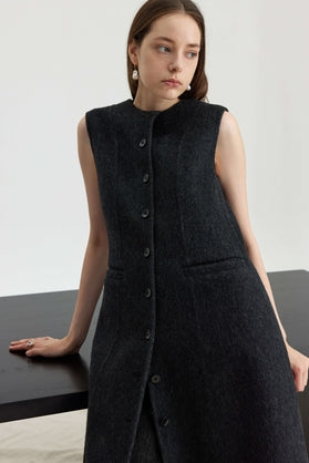 Woolen Sleeveless Midi Dress for summer Tracymade