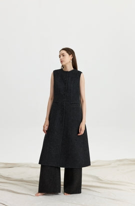 Woolen Sleeveless Midi Dress for summer Tracymade