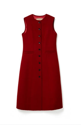 Woolen Sleeveless Midi Dress for summer Tracymade 4（S） red