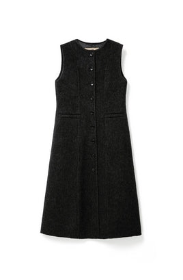 Woolen Sleeveless Midi Dress for summer Tracymade 4（S） black