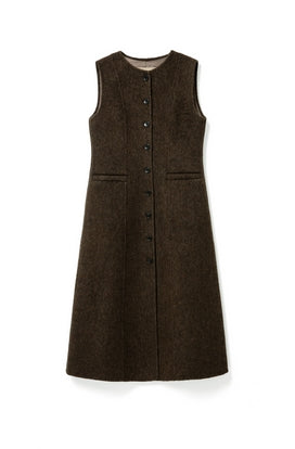 Woolen Sleeveless Midi Dress for summer Tracymade 4（S） brown