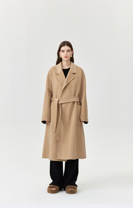 Wool Pocket Coat With Belt Tracymade
