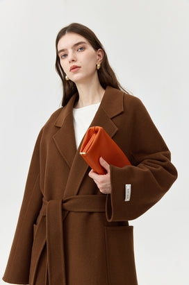 Wool Pocket Coat With Belt Tracymade