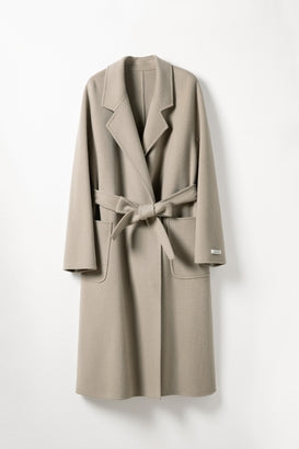 Wool Pocket Coat With Belt Tracymade XS Grey