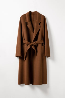 Wool Pocket Coat With Belt Tracymade XS brown