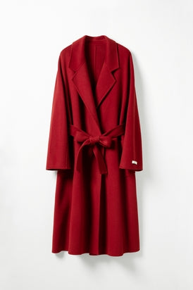 Wool Pocket Coat With Belt Tracymade XS red