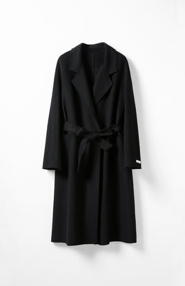 Wool Pocket Coat With Belt Tracymade XS black