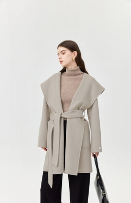Wool Coat With Belt for winter Tracymade