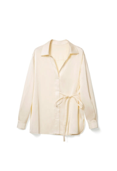 Flowing satin texture blouse Tracymade 4（S） white