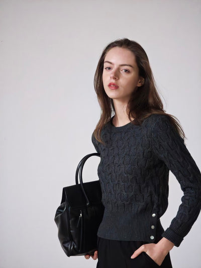 Round-neck pullover slim-fit sweater Tracymade