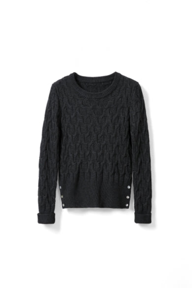 Round-neck pullover slim-fit sweater Tracymade 6（M） Grey
