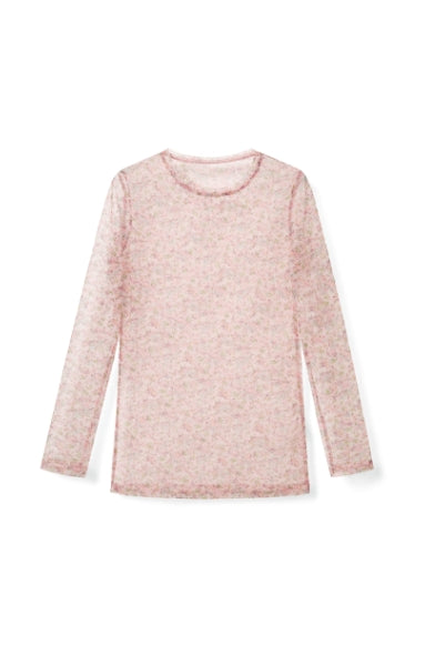 Korean-style net fabric blouse Tracymade 4（S） pink