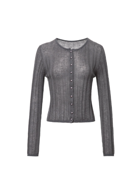A loose-fitting knit cardigan in a French style Tracymade Free Size Grey