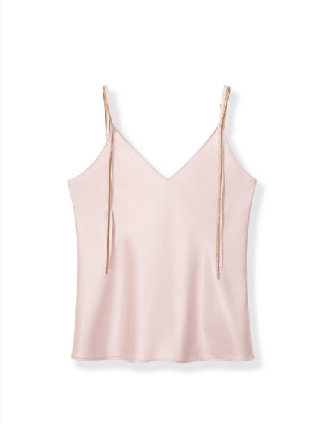 Elegant snake-bone chain double shoulder strap halter vest Tracymade 4（S） pink