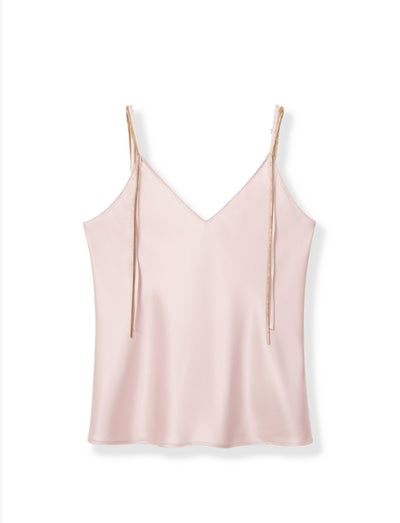 Elegant snake-bone chain double shoulder strap halter vest Tracymade 4（S） pink