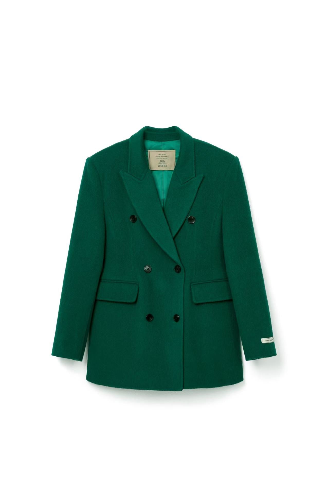 Button Woolen Blazer for winter Tracymade 4（S） green