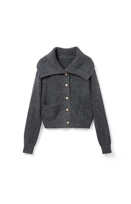 Woolen Button Knitwear for spring and autumn Tracymade 6（M） Grey