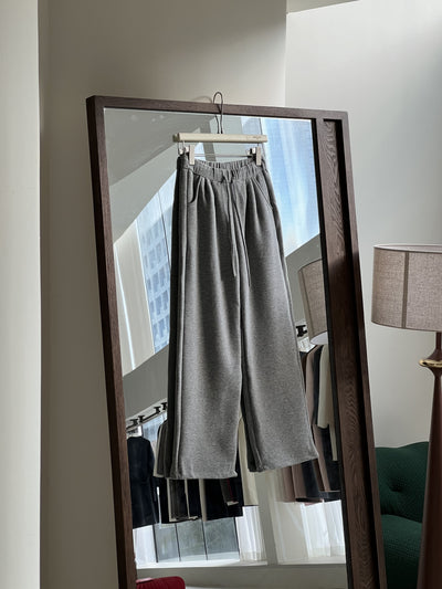 Minimalist milk silk loose wide-leg pants Tracymade 6（M） dark grey