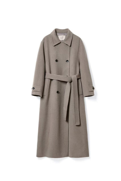 Wool Coat With Belt for winter Tracymade Free Size Grey