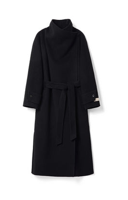 Wool Coat With Belt Tracymade 4（S） black