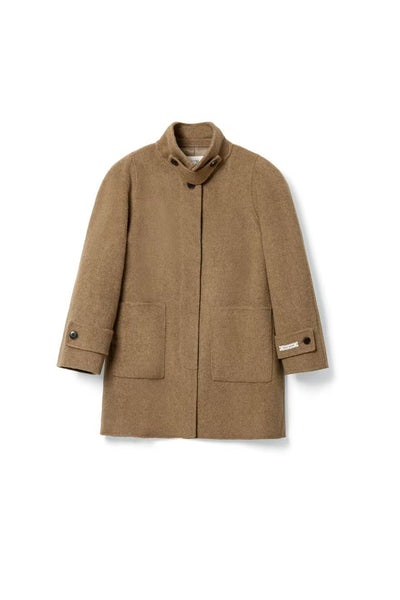 Round Neck Woolen Coat for winter Tracymade Free Size brown