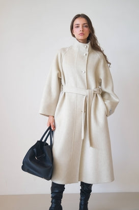 Wool Coat With Belt for winter Tracymade