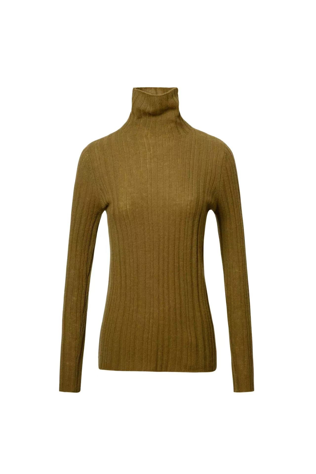 Turtleneck Wool Sweater Tracymade Free Size brown