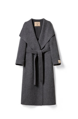 Woolen Coat With Belt Tracymade 4（S） Grey