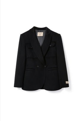 Button Woolen Blazer for winter Tracymade 4（S） black