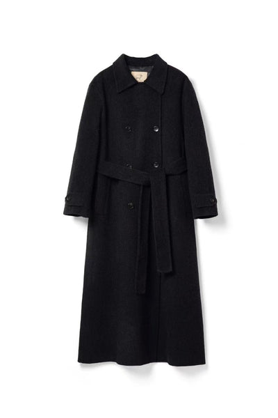 Wool Coat With Belt for winter Tracymade Free Size black