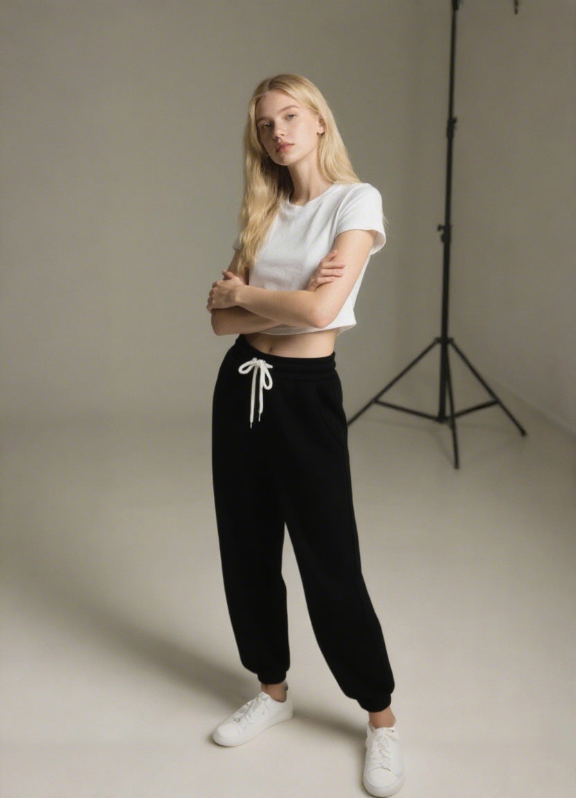 Elastic waistband, drawstring, windproof and cuffed pants Tracymade