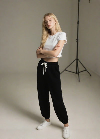 Elastic waistband, drawstring, windproof and cuffed pants Tracymade