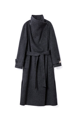Wool Coat With Belt Tracymade 4（S） Grey