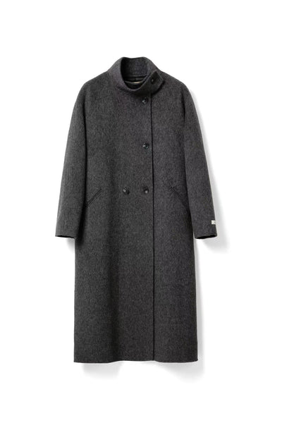 Collar Button Woolen Coat for winter Tracymade 4（S） Grey
