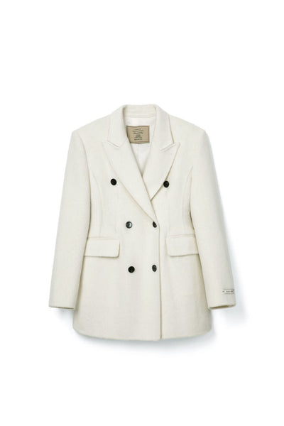 Button Woolen Blazer for winter Tracymade 4（S） white