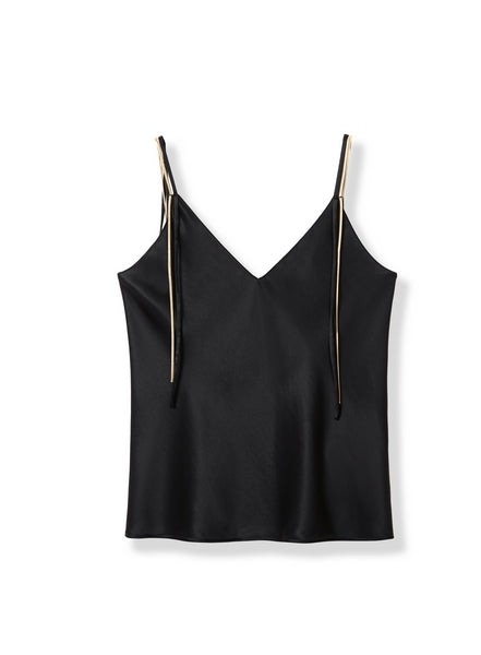 Elegant snake-bone chain double shoulder strap halter vest Tracymade 4（S） black