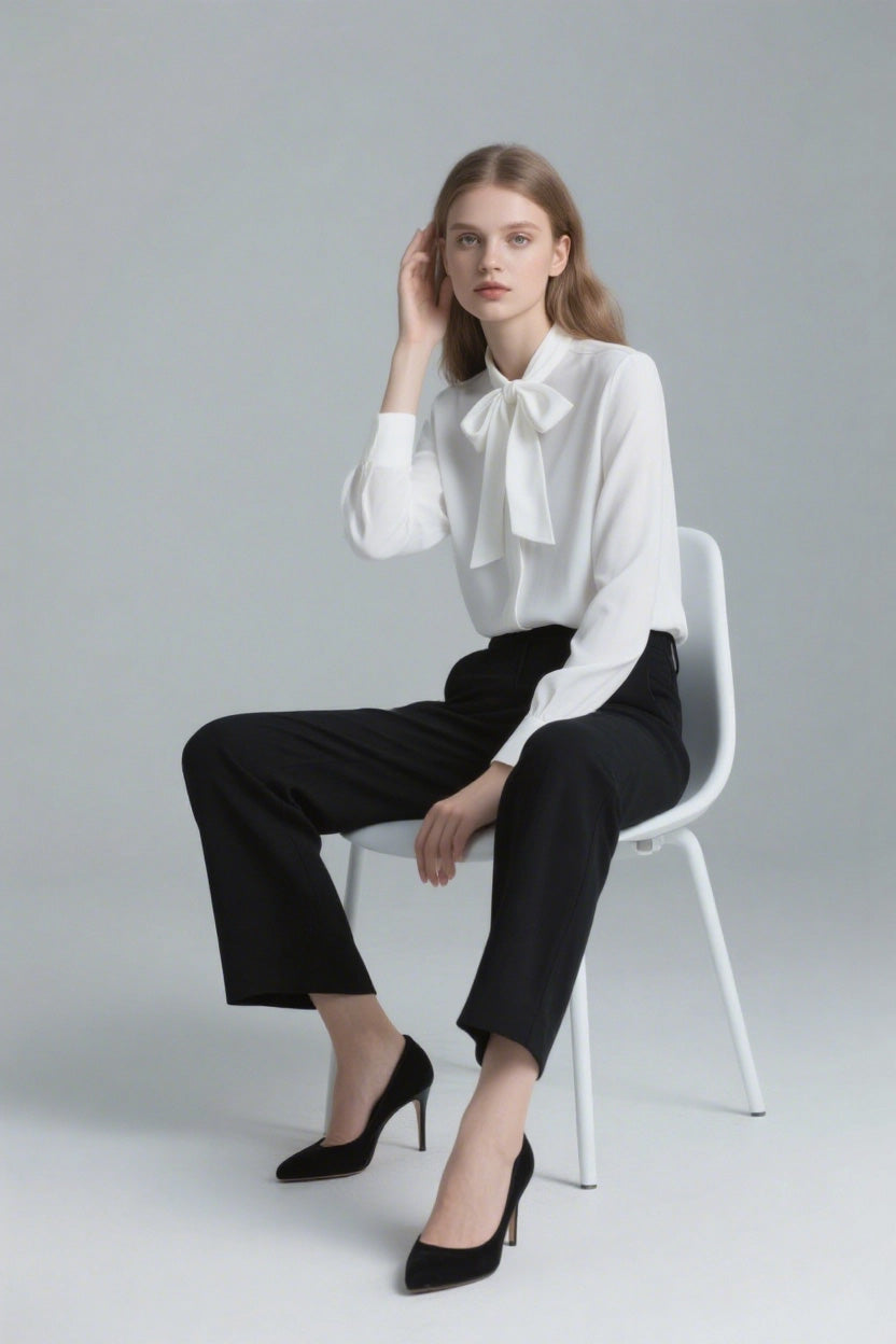 Acetate minimalist drape ribbon shirt for spring Tracymade