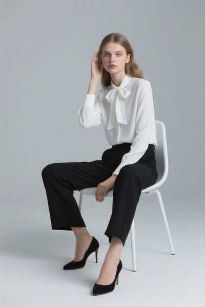 Acetate minimalist drape ribbon shirt for spring Tracymade