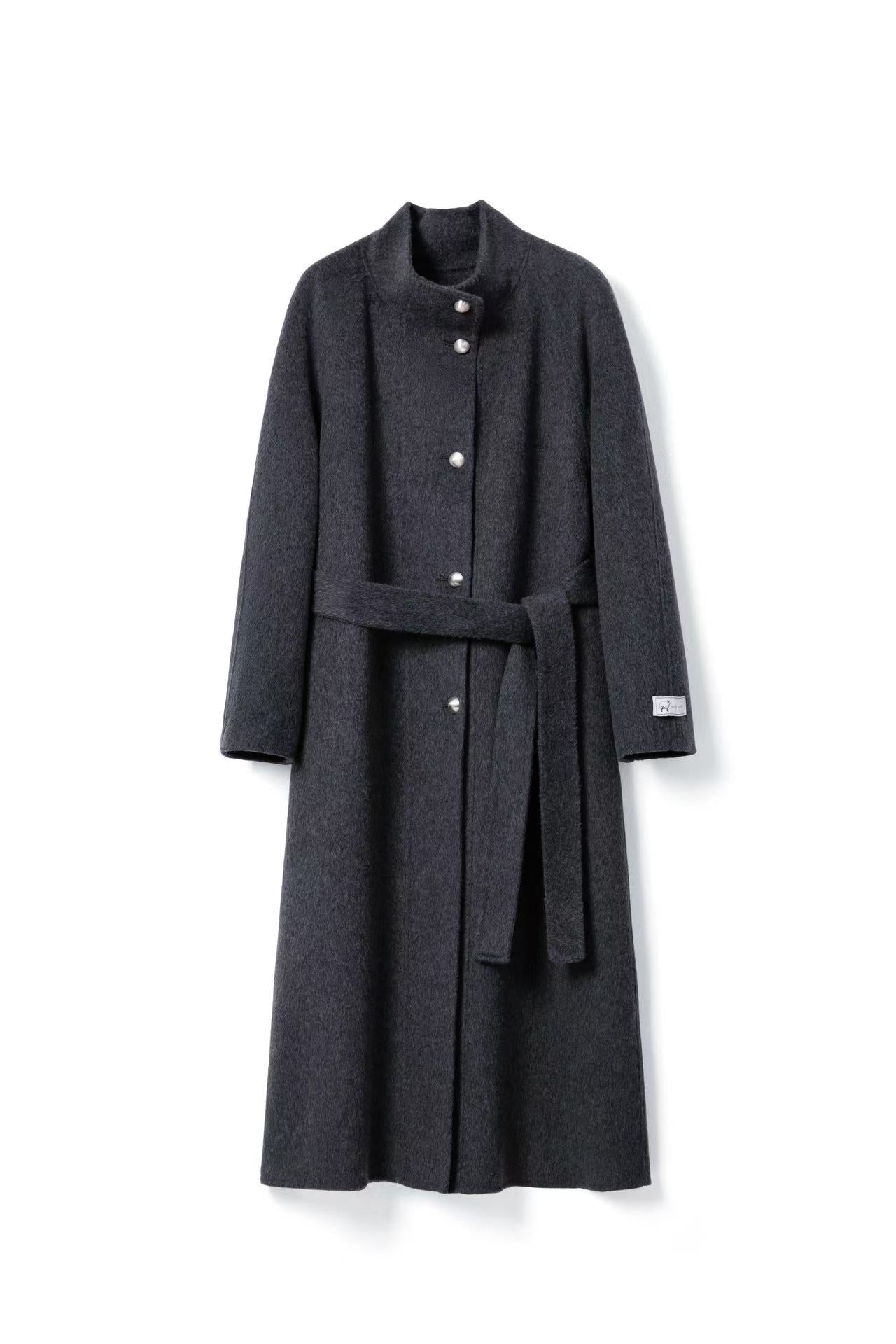 Wool Coat With Belt for winter Tracymade 4（S） Grey