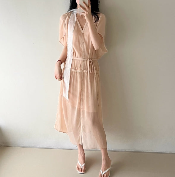 A loose and form-fitting chiffon summer dress set of two pieces Tracymade