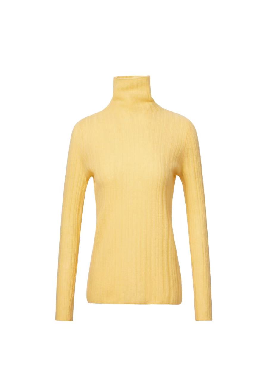 Turtleneck Wool Sweater Tracymade Free Size yellow