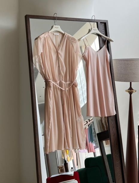 A loose and form-fitting chiffon summer dress set of two pieces Tracymade 4（S） pink