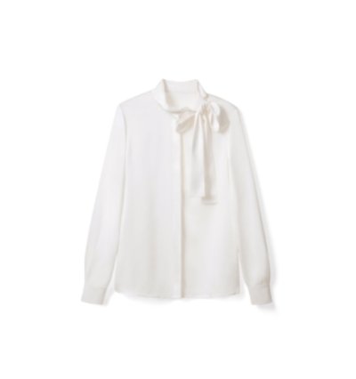 Acetate minimalist drape ribbon shirt for spring Tracymade 4（S） white