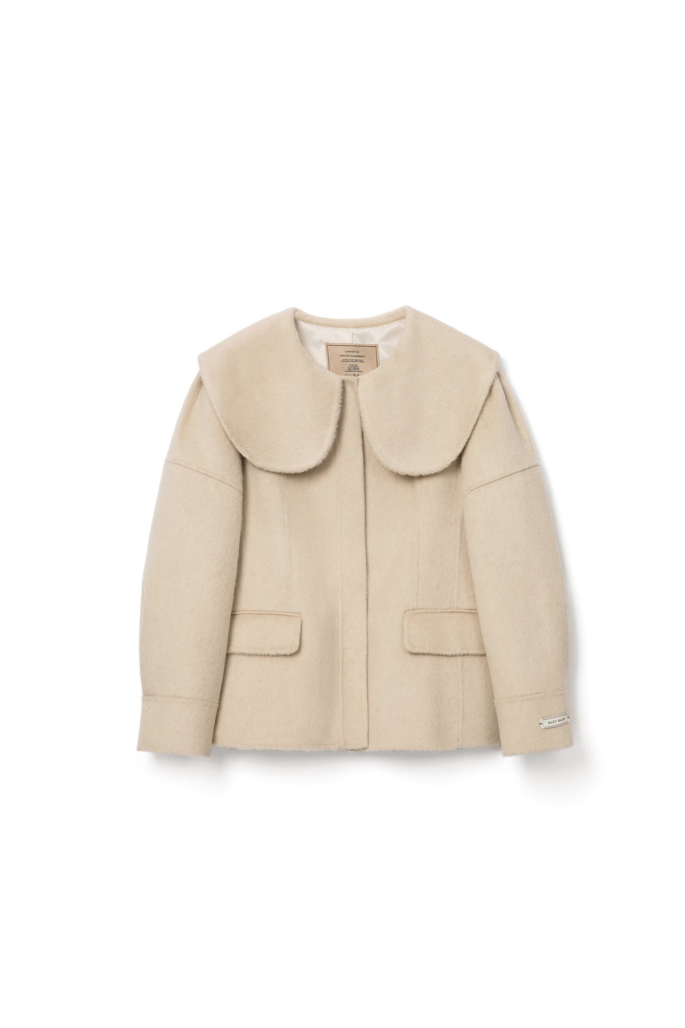 Wool Doll Collar Pocket Coat for winter Tracymade Free Size yellow