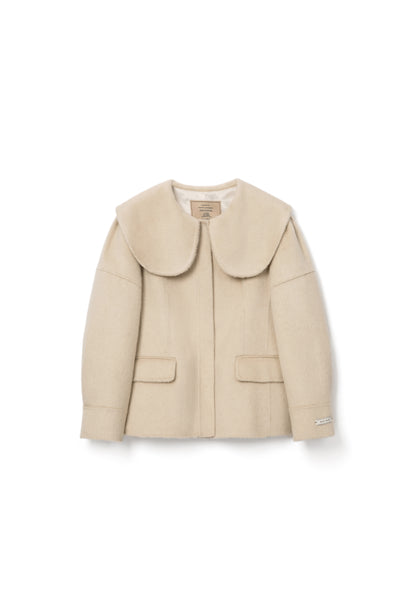 Wool Doll Collar Pocket Coat for winter Tracymade Free Size yellow