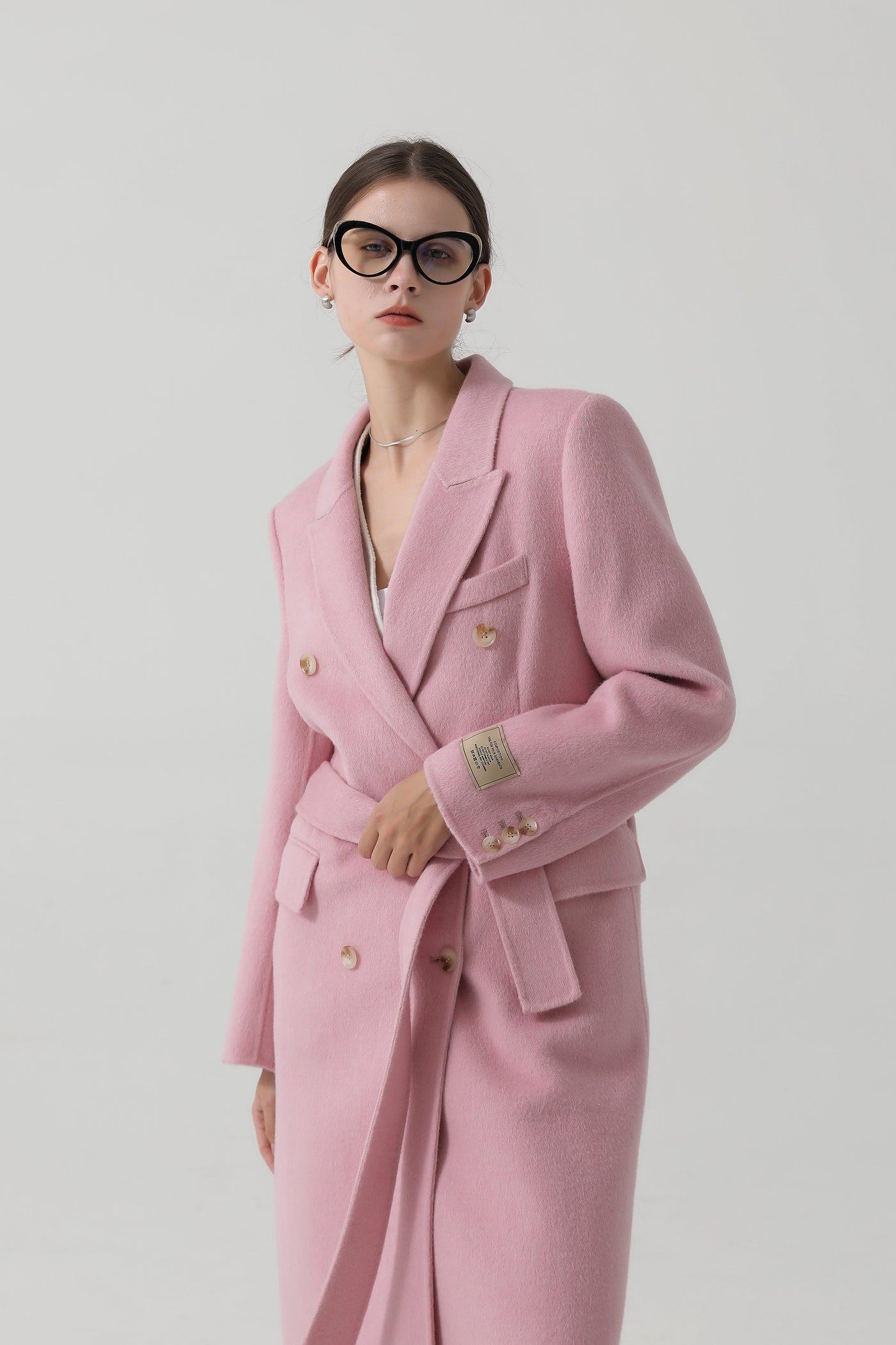 Button Woolen Coat With Belt for winter Tracymade